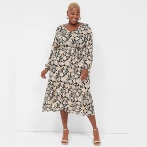 Lane Bryant Lurex Cuff Sleeve Tiered Midi Dress Women Size 22 New